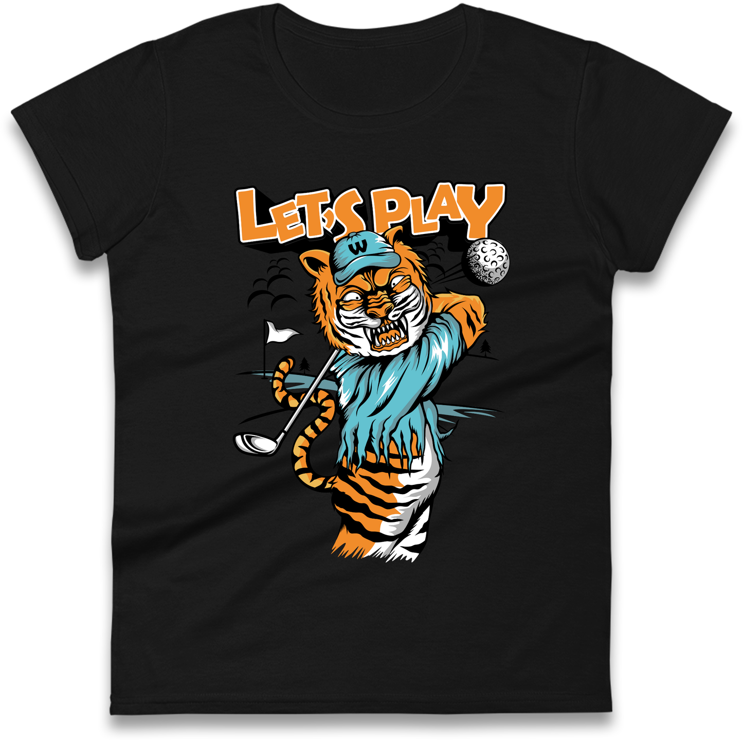 Lets Play Golf Tiger Ladies Shirt
