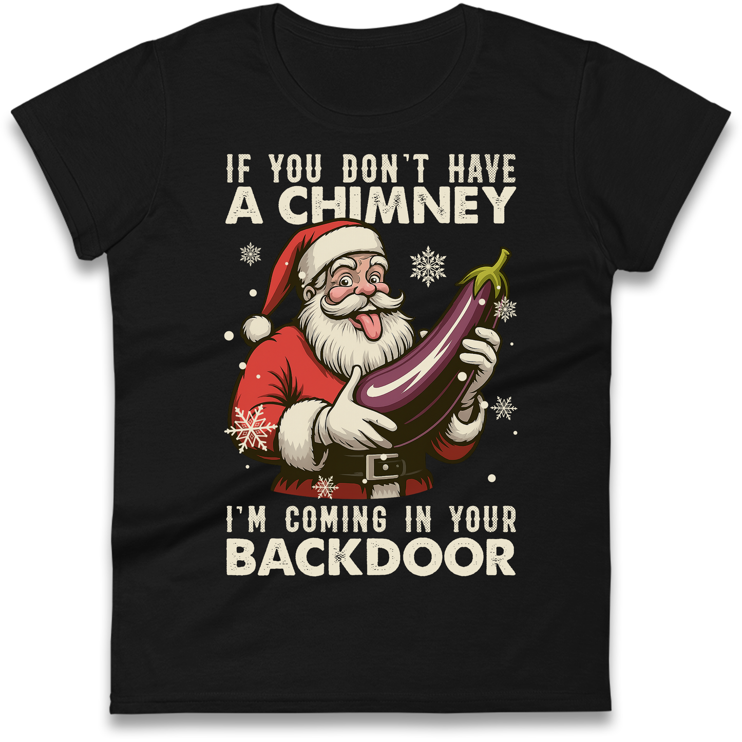 Santa Back Door Ladies Shirt