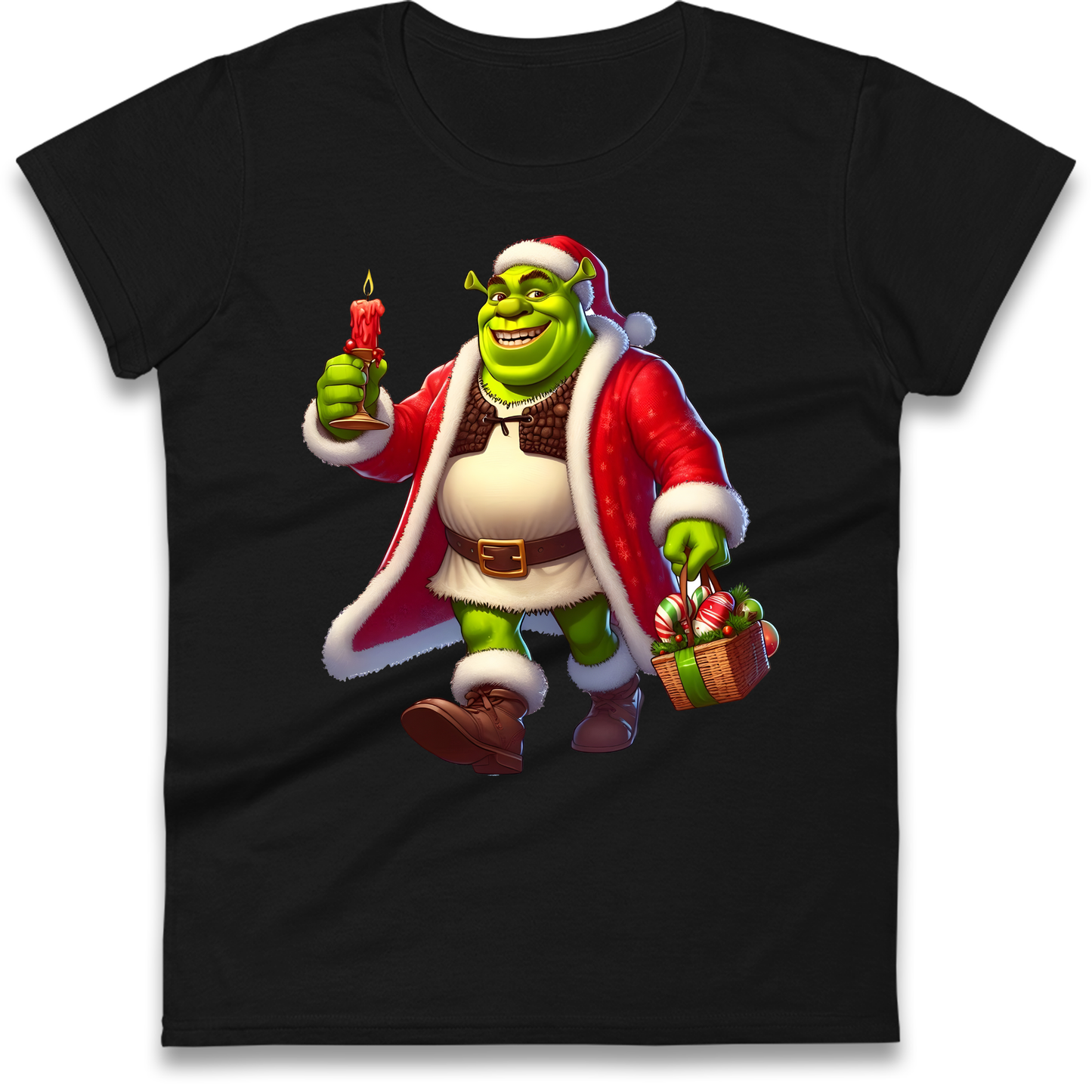 Shrek Santa Candle Ladies Shirt