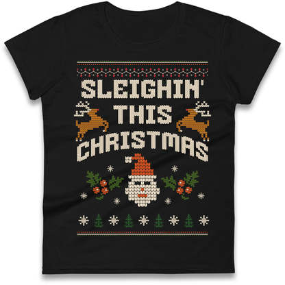 Sleighin This Christmas Christmas Ladies Shirt