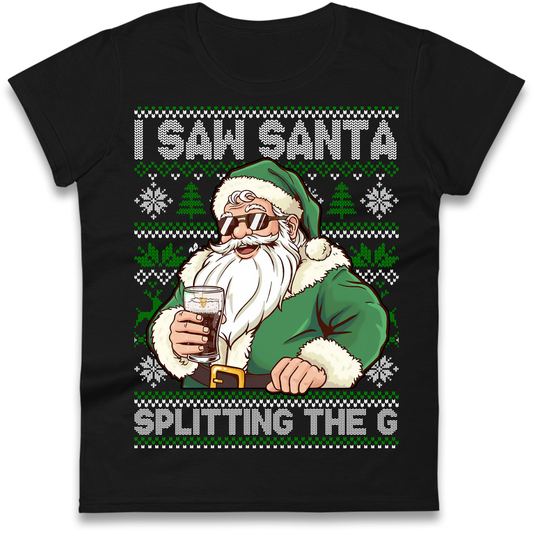 Santa Splitting The G Ladies Shirt