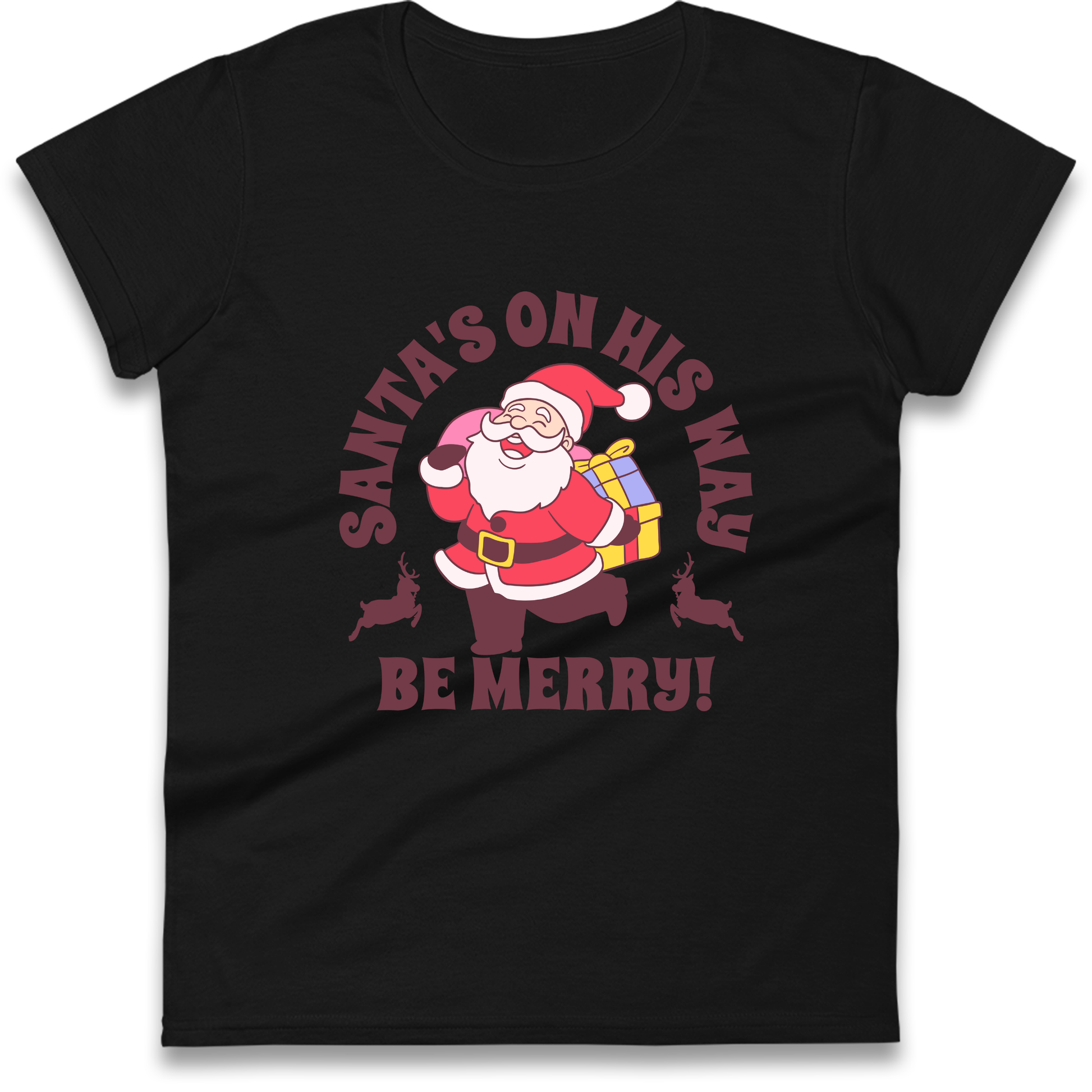 Santa's On His Way Christmas Ladies Shirt