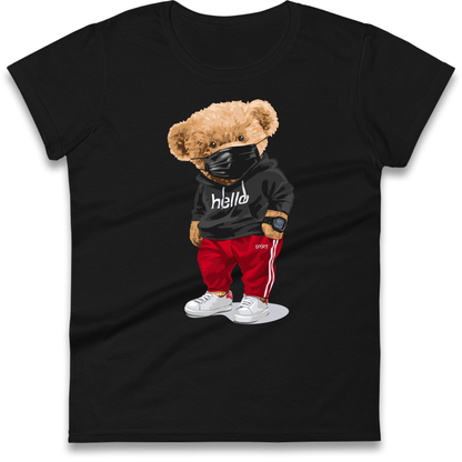 Teddy Bear Hello Streetwear Ladies Shirt