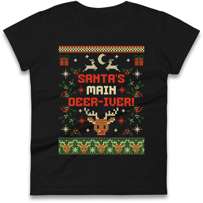 Santas Main Deer iver Christmas Ladies Shirt