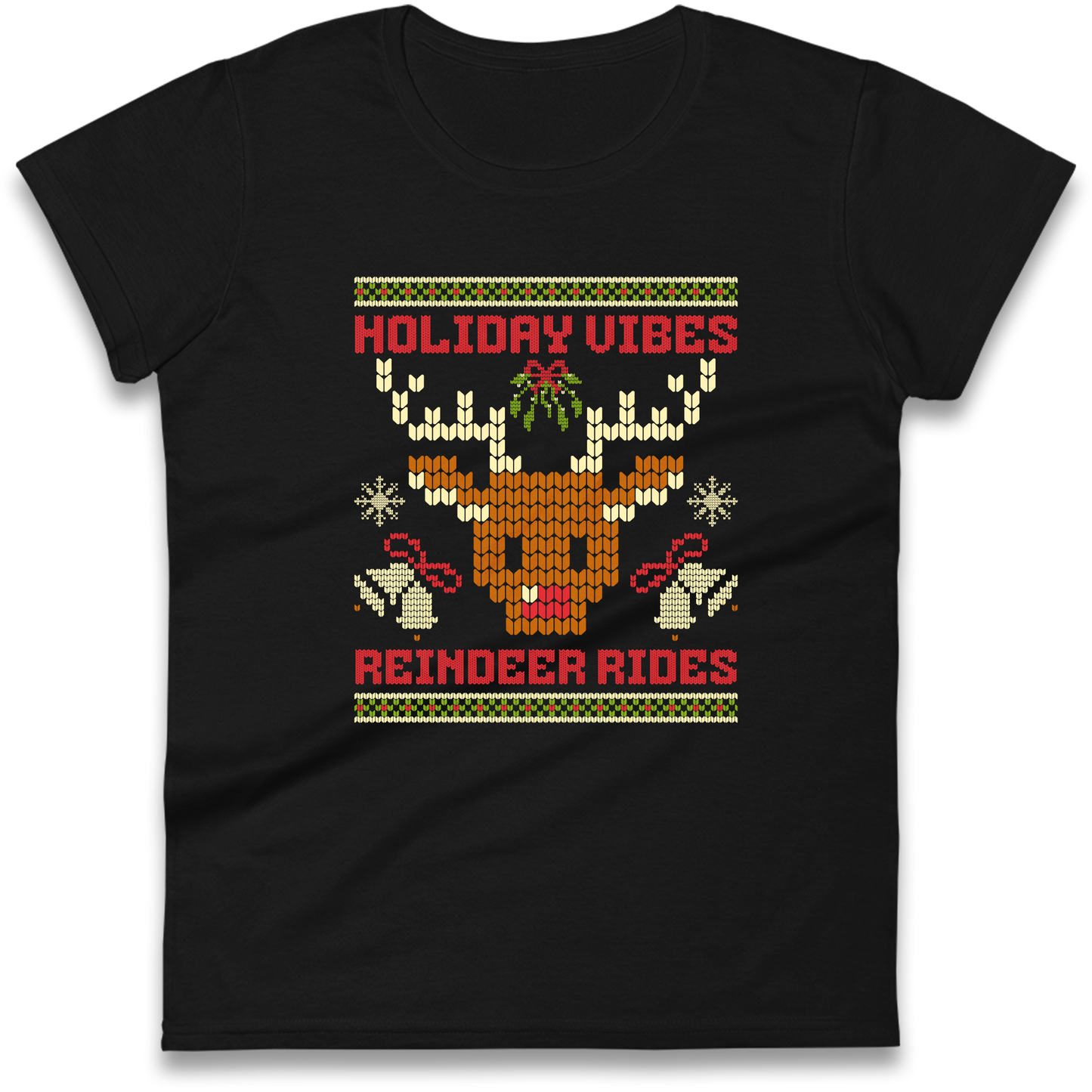 Holiday Vibes Reindeer Rides Christmas Ladies Shirt