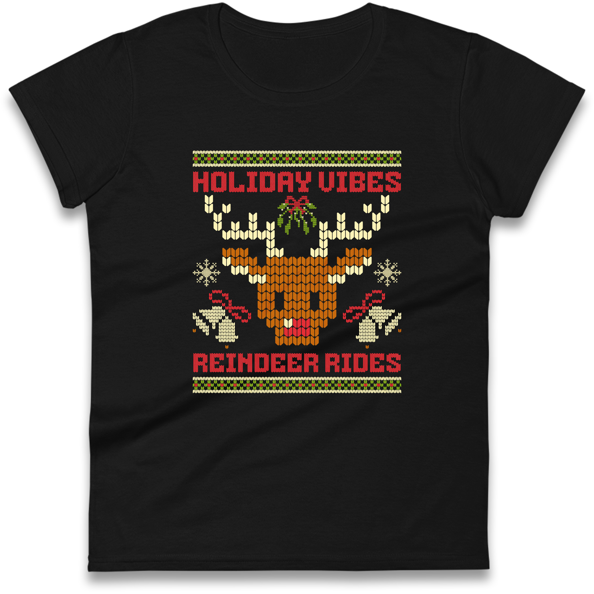 Holiday Vibes Reindeer Rides Christmas Ladies Shirt