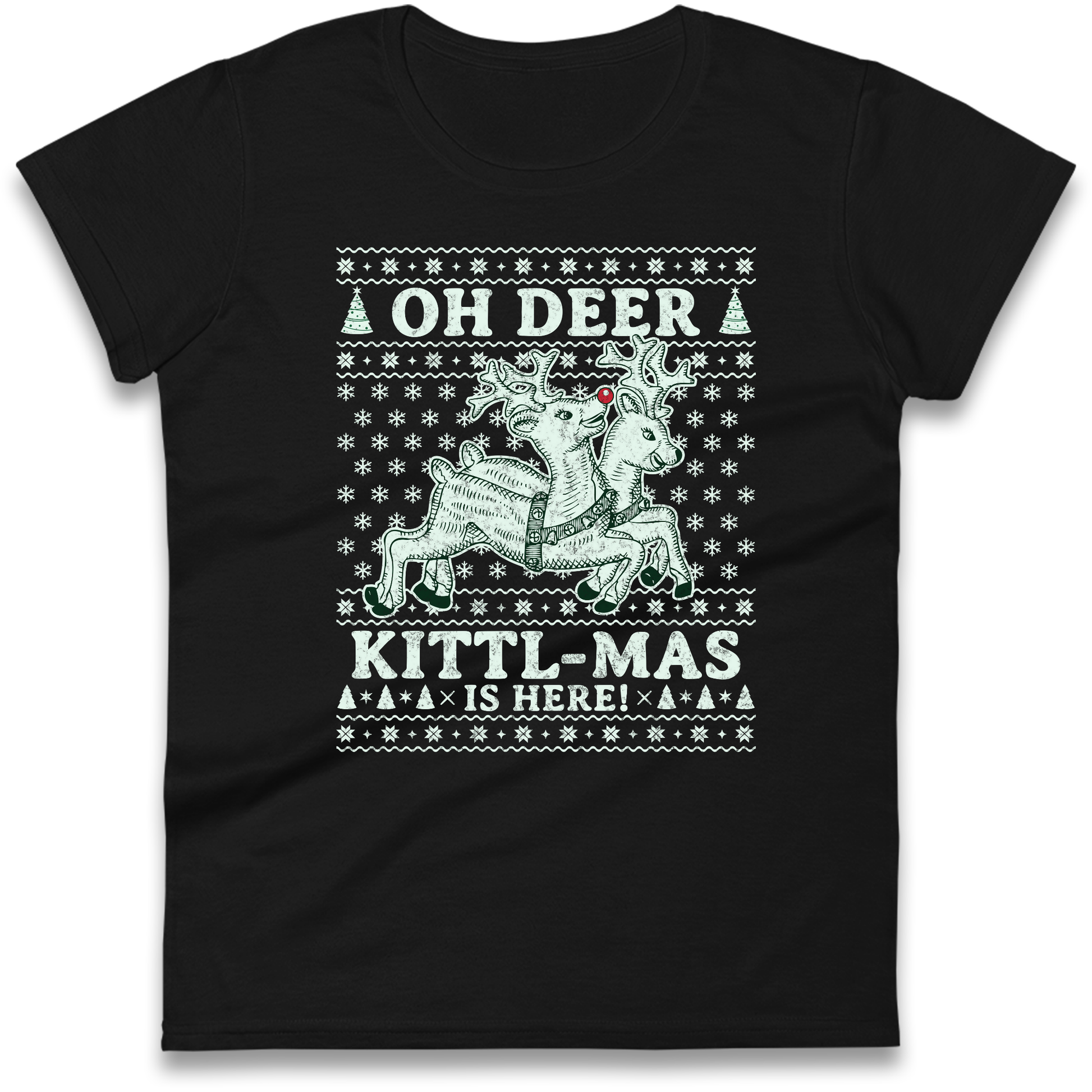 Oh Deer Kittl Mas Is Here Christmas Ladies Shirt