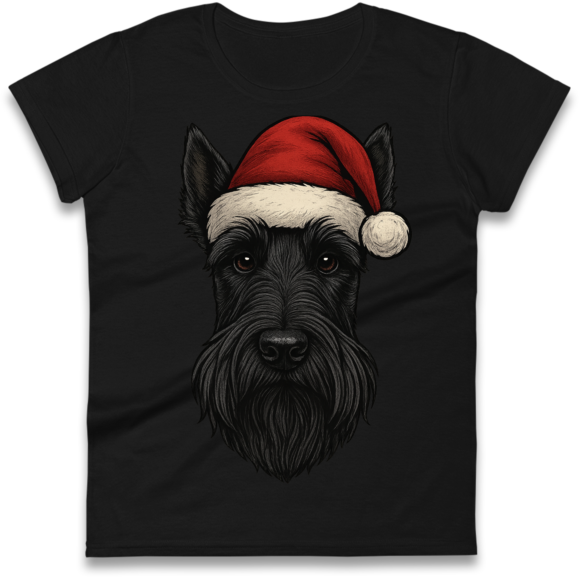 Scottish Terrier Face Christmas Ladies Shirt