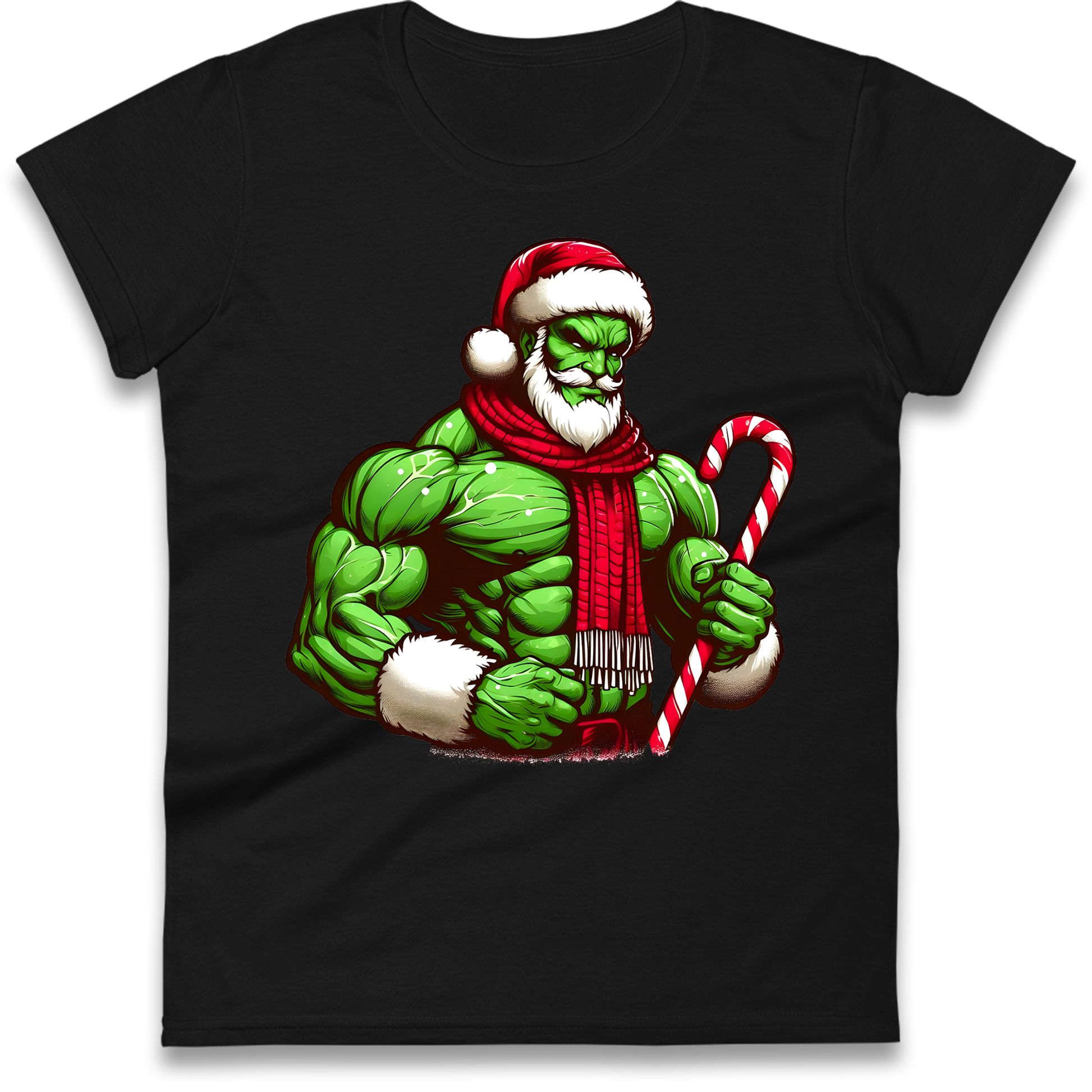 The Hulk Candy Cane Santa Ladies Shirt