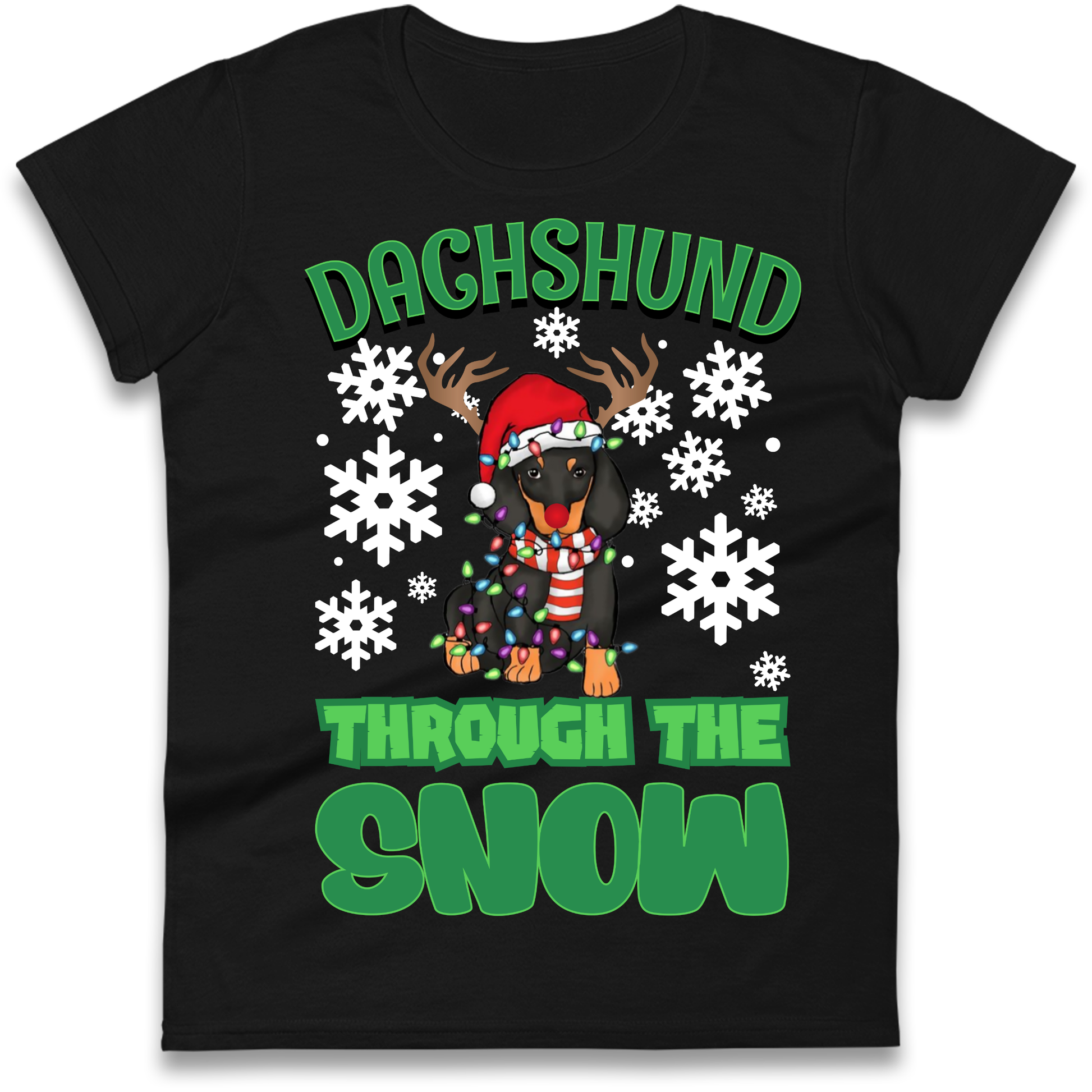 Dachshund Through The Snow Christmas Ladies Shirt
