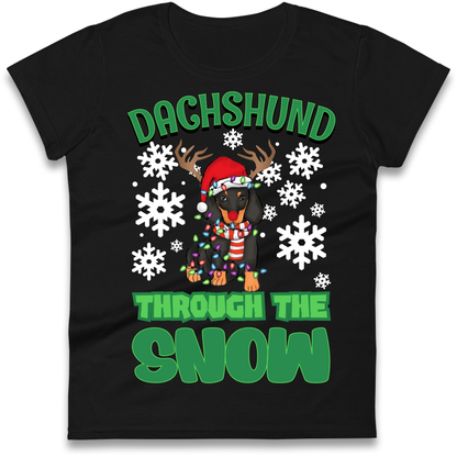 Dachshund Through The Snow Christmas Ladies Shirt