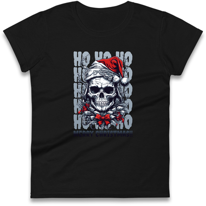HO HO HO Santa Skelington Christmas Ladies Shirt