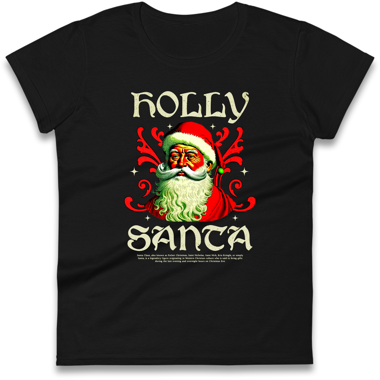 Holly Santa Christmas Ladies Shirt