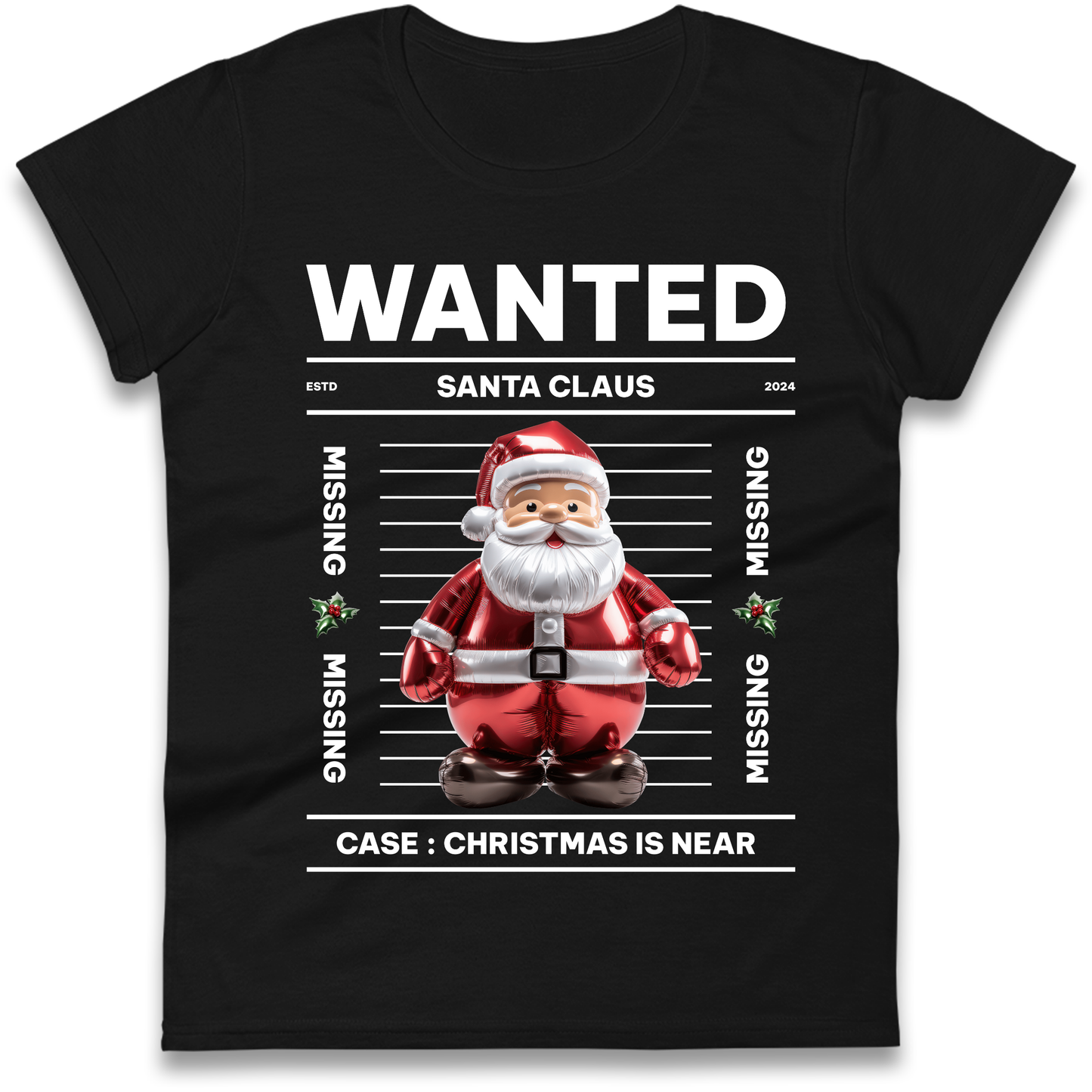 Wanted Santa Claus Christmas Ladies Shirt