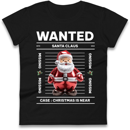Wanted Santa Claus Christmas Ladies Shirt