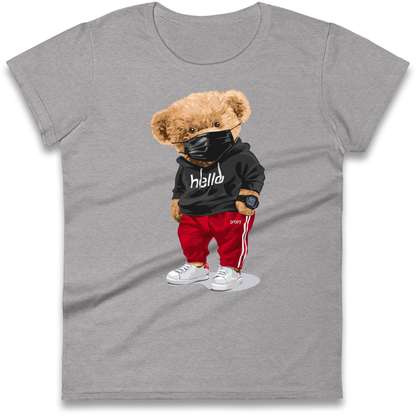 Teddy Bear Hello Streetwear Ladies Shirt