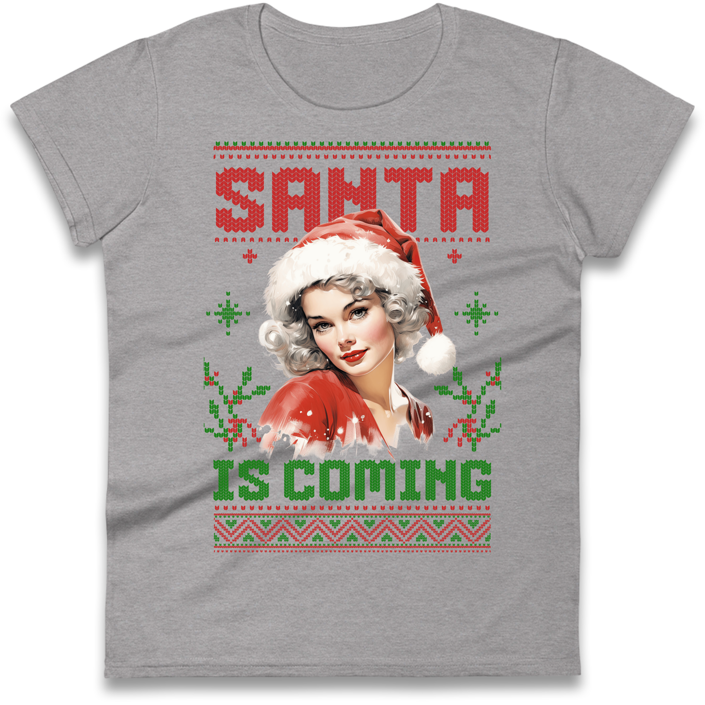 Santa is Coming Christmas Ladies Shirt