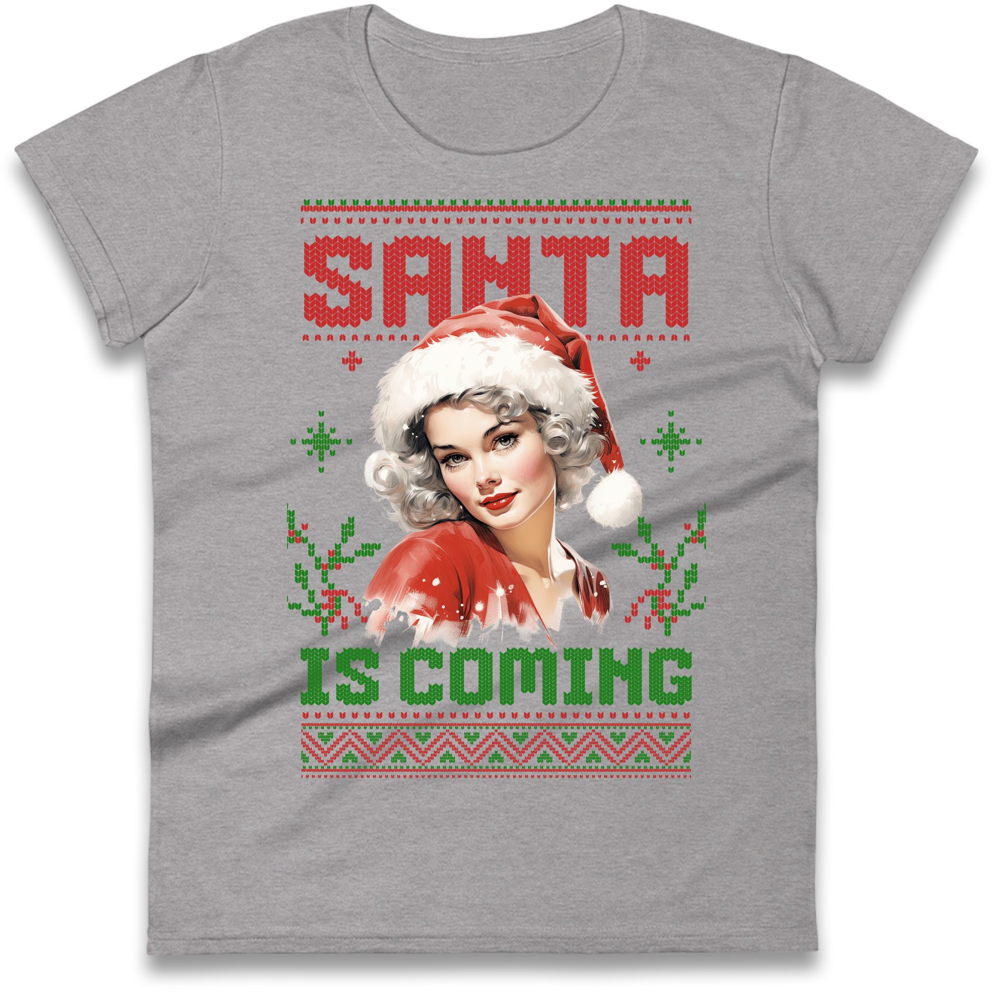Santa is Coming Christmas Ladies Shirt