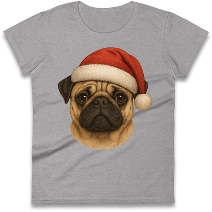 Pug Face Christmas Ladies Shirt