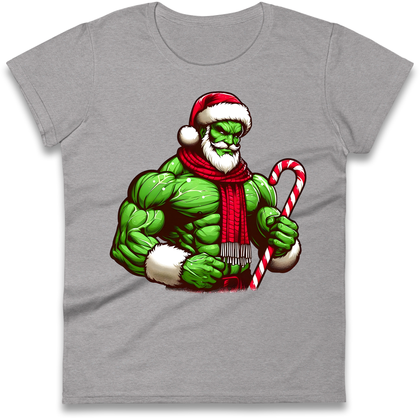 The Hulk Candy Cane Santa Ladies Shirt
