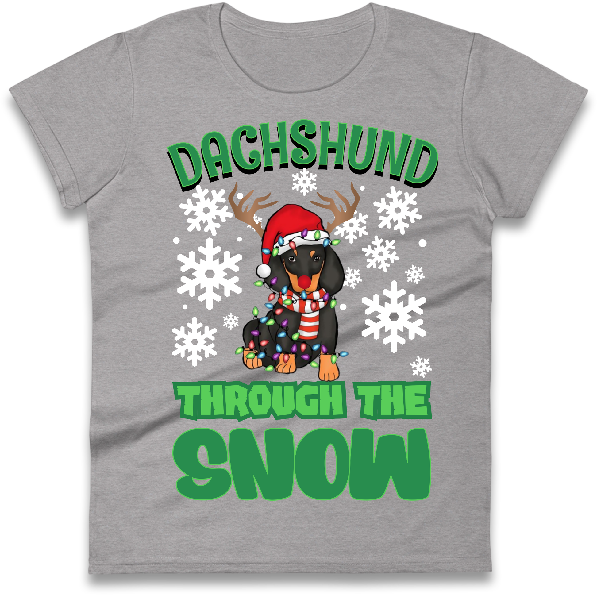 Dachshund Through The Snow Christmas Ladies Shirt