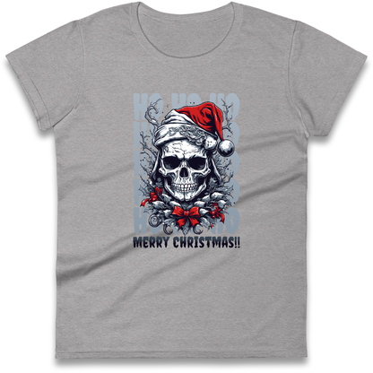 HO HO HO Santa Skelington Christmas Ladies Shirt