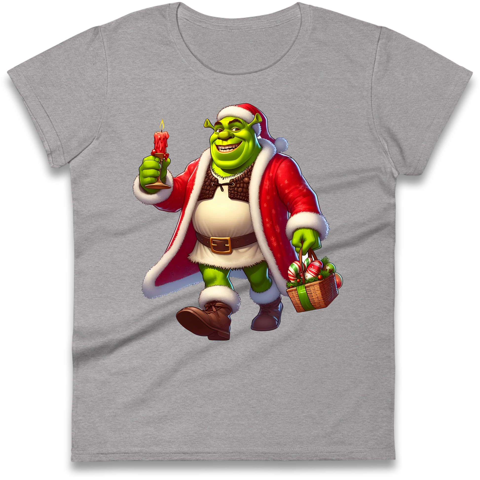 Shrek Santa Candle Ladies Shirt