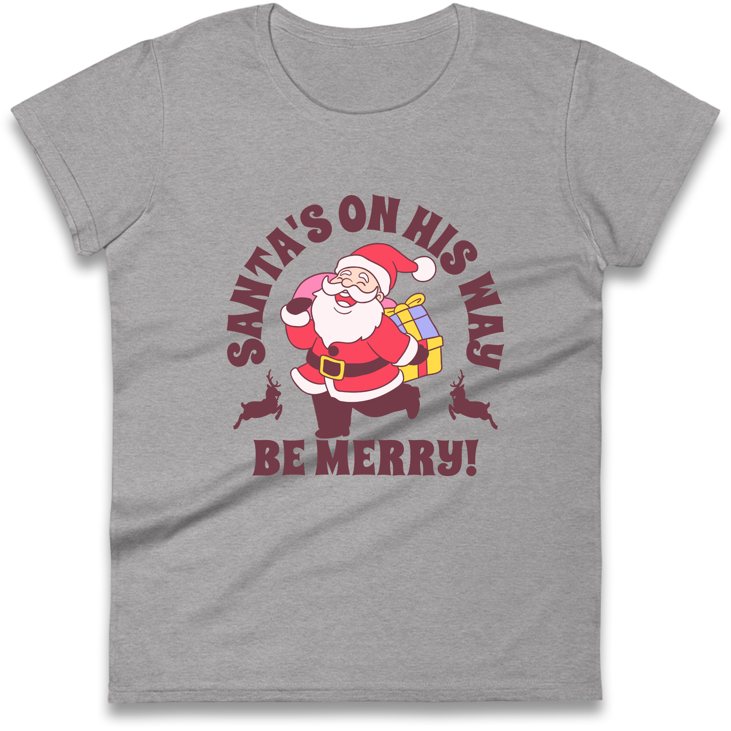 Santa's On His Way Christmas Ladies Shirt