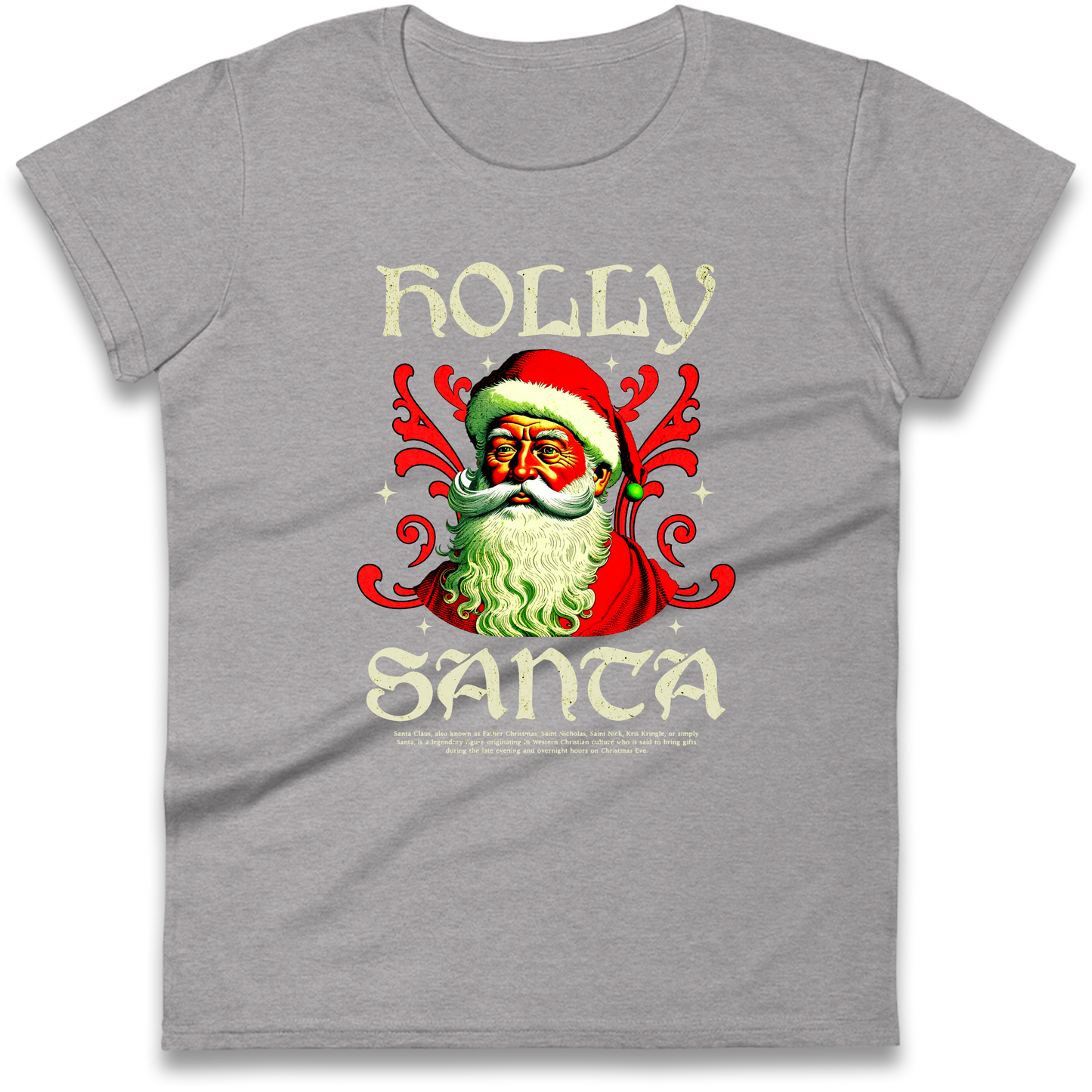 Holly Santa Christmas Ladies Shirt
