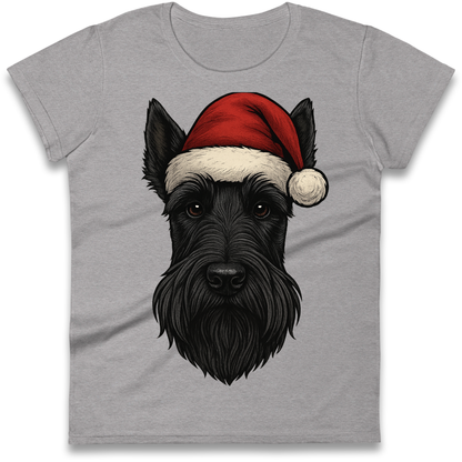 Scottish Terrier Face Christmas Ladies Shirt