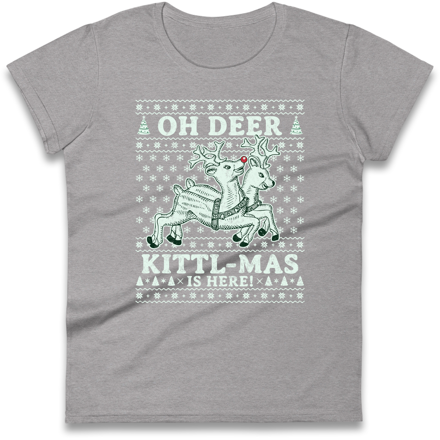 Oh Deer Kittl Mas Is Here Christmas Ladies Shirt