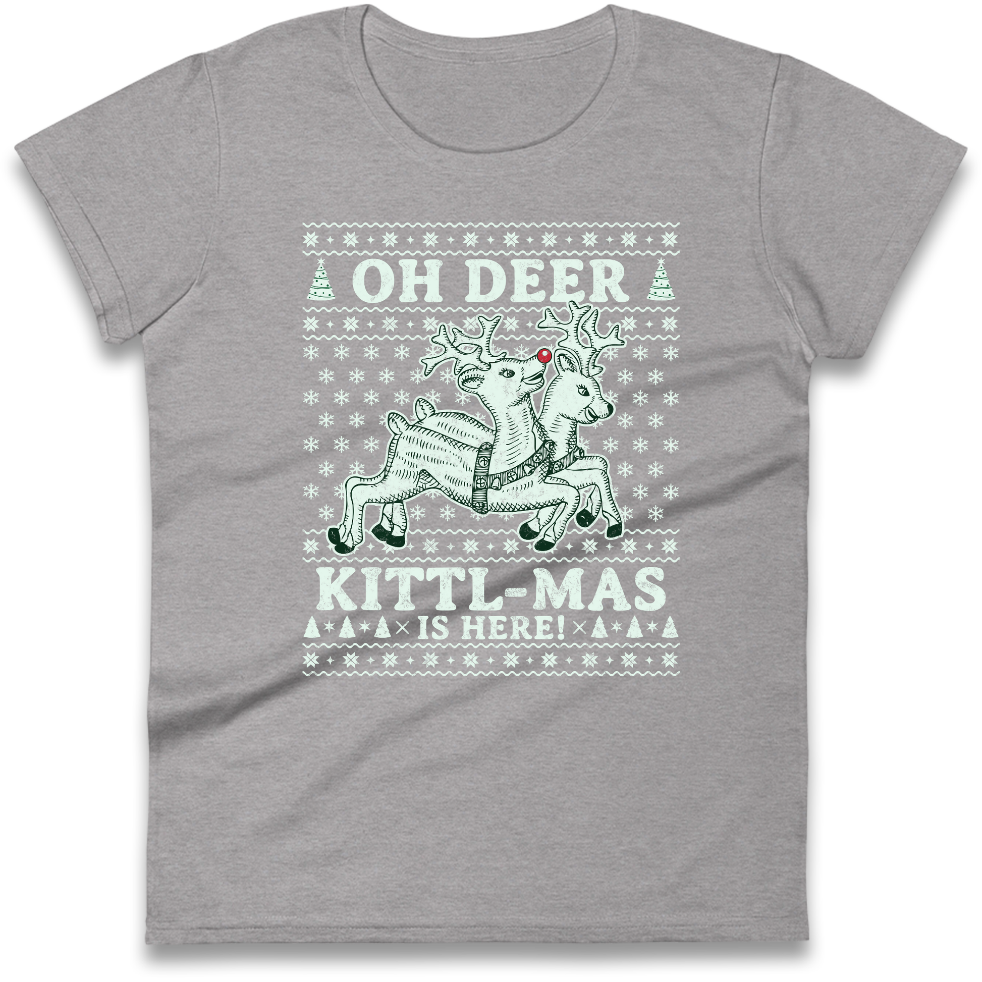 Oh Deer Kittl Mas Is Here Christmas Ladies Shirt
