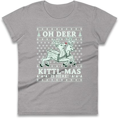 Oh Deer Kittl Mas Is Here Christmas Ladies Shirt