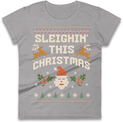 Sleighin This Christmas Christmas Ladies Shirt