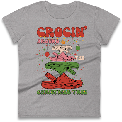 Crockin Around the Christmas Tree Christmas Ladies Shirt