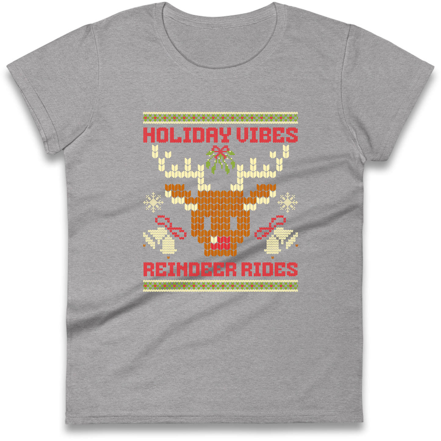 Holiday Vibes Reindeer Rides Christmas Ladies Shirt