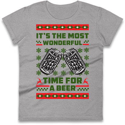 Its The Most Wonderful Time For A Beer Christmas Ladies Shirt