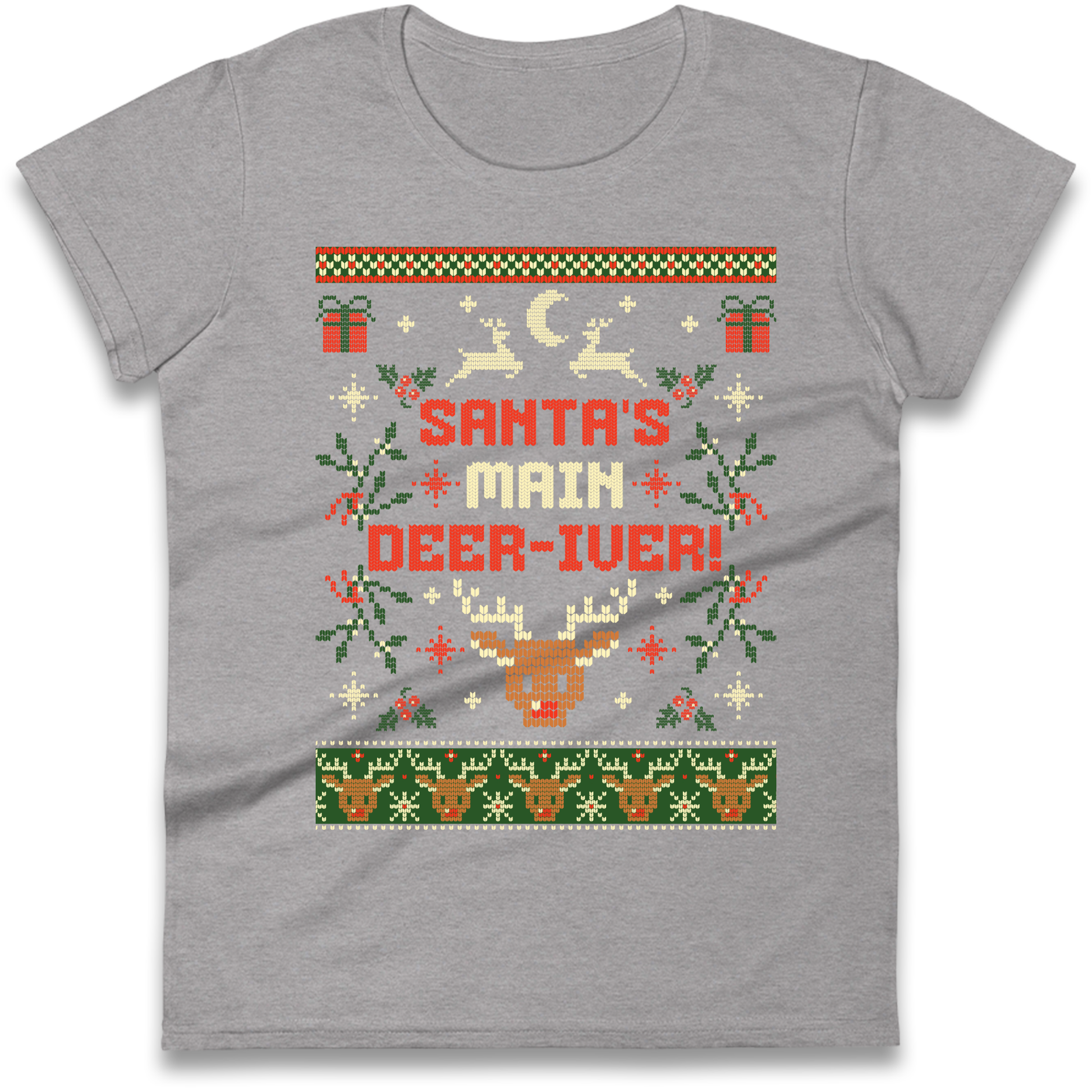 Santas Main Deer iver Christmas Ladies Shirt