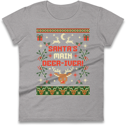 Santas Main Deer iver Christmas Ladies Shirt