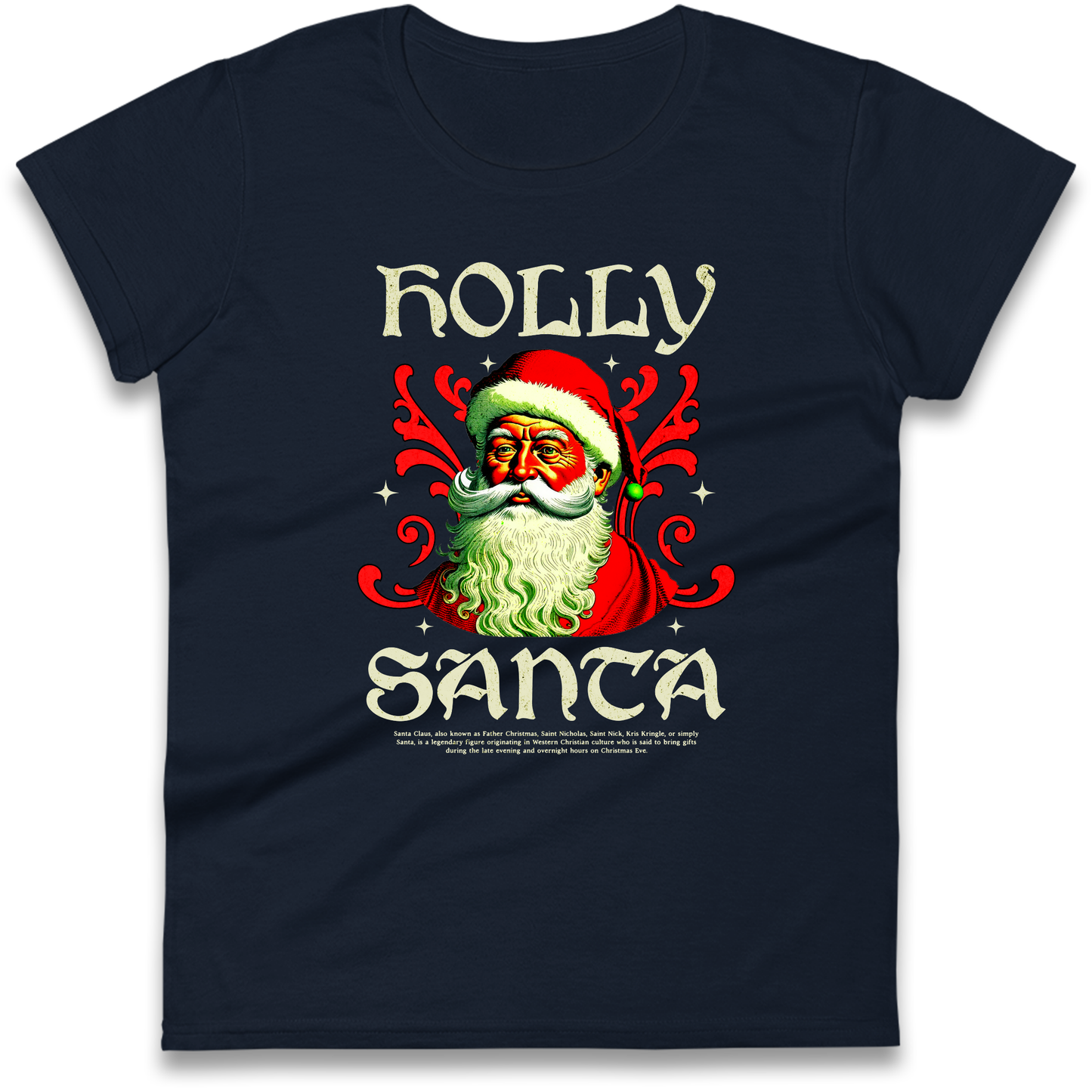 Holly Santa Christmas Ladies Shirt