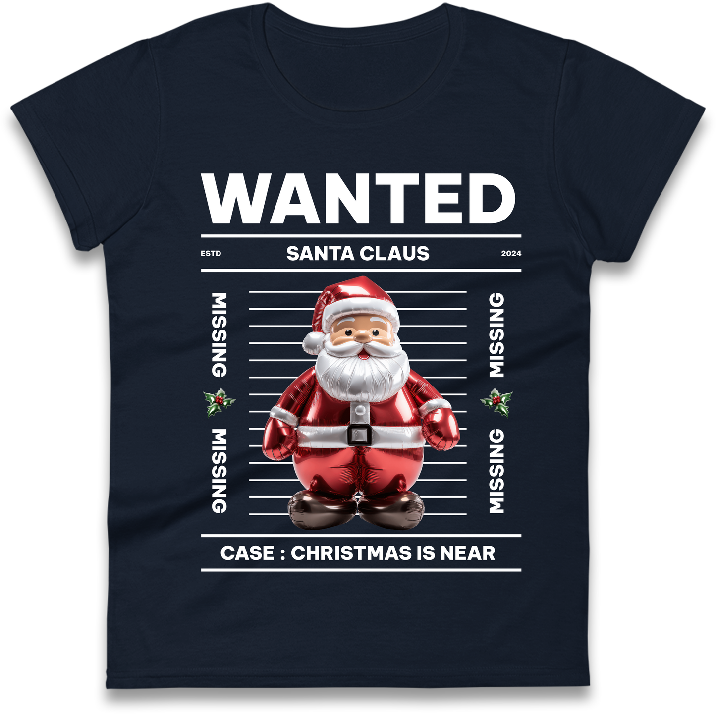 Wanted Santa Claus Christmas Ladies Shirt