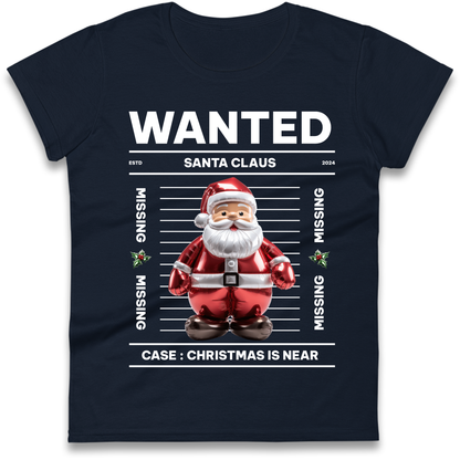 Wanted Santa Claus Christmas Ladies Shirt