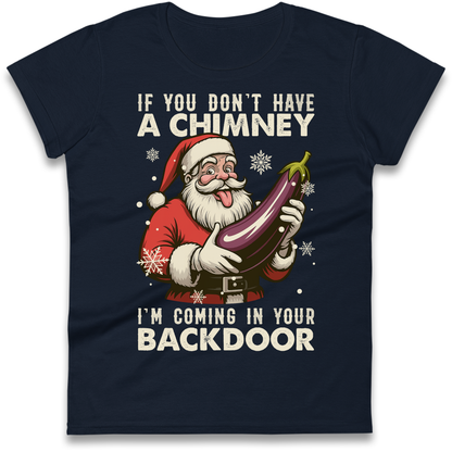 Santa Back Door Ladies Shirt
