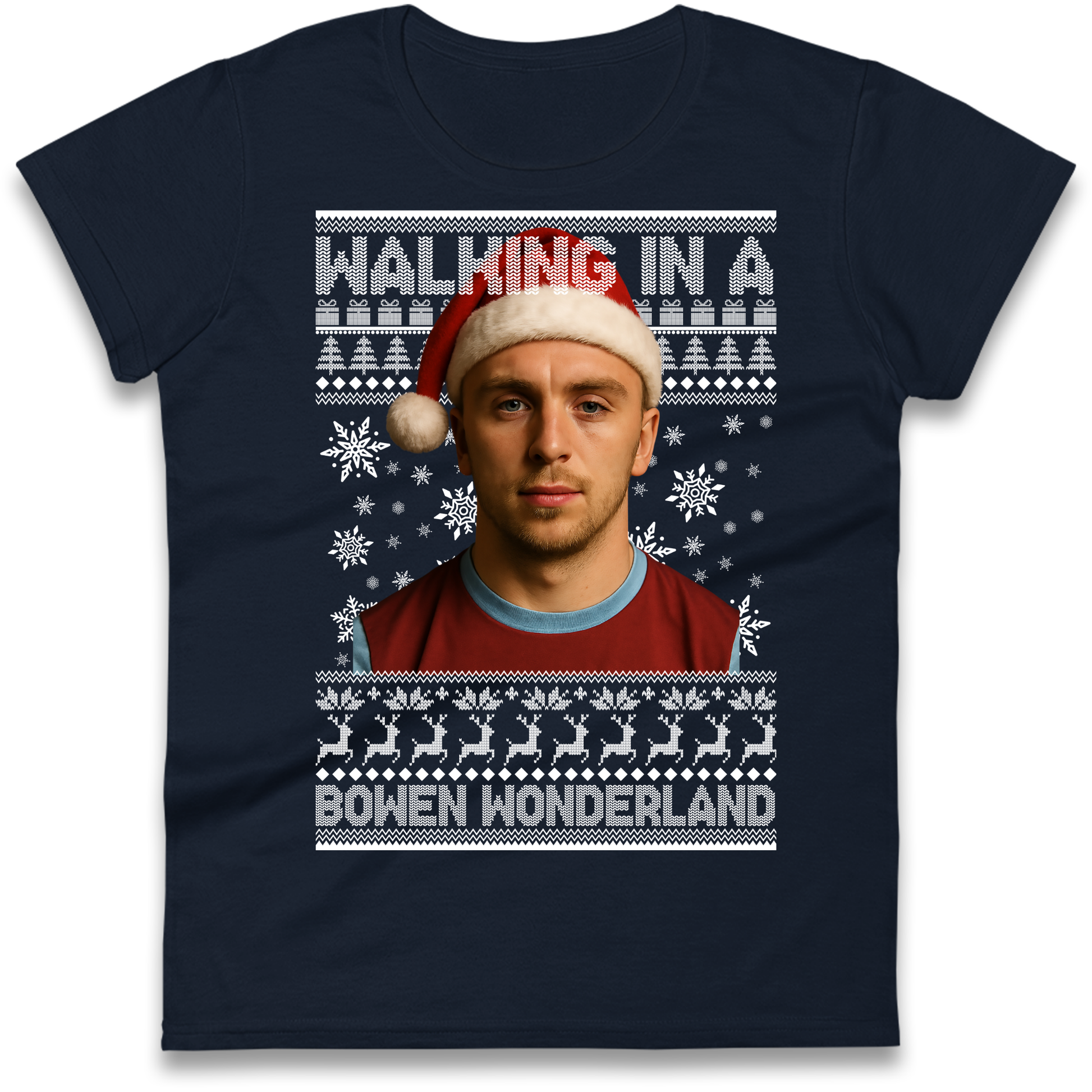 Jared Bowen walking in a Bowen Wonderland Christmas Ladies Shirt