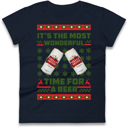 Its The Most Wonderful Time for A Beer Stella Christmas Ladies Shirt