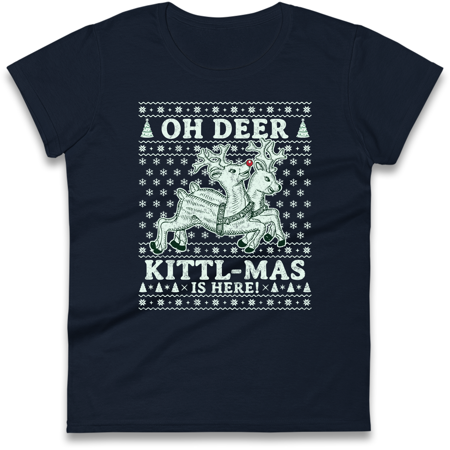 Oh Deer Kittl Mas Is Here Christmas Ladies Shirt