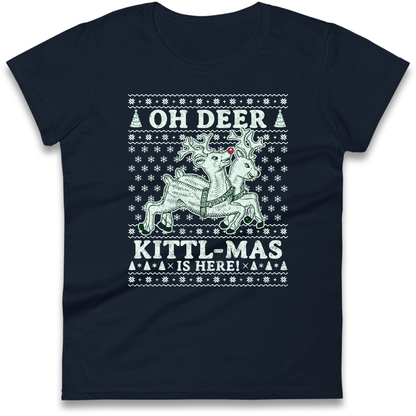 Oh Deer Kittl Mas Is Here Christmas Ladies Shirt
