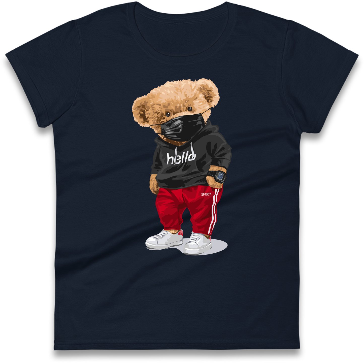 Teddy Bear Hello Streetwear Ladies Shirt