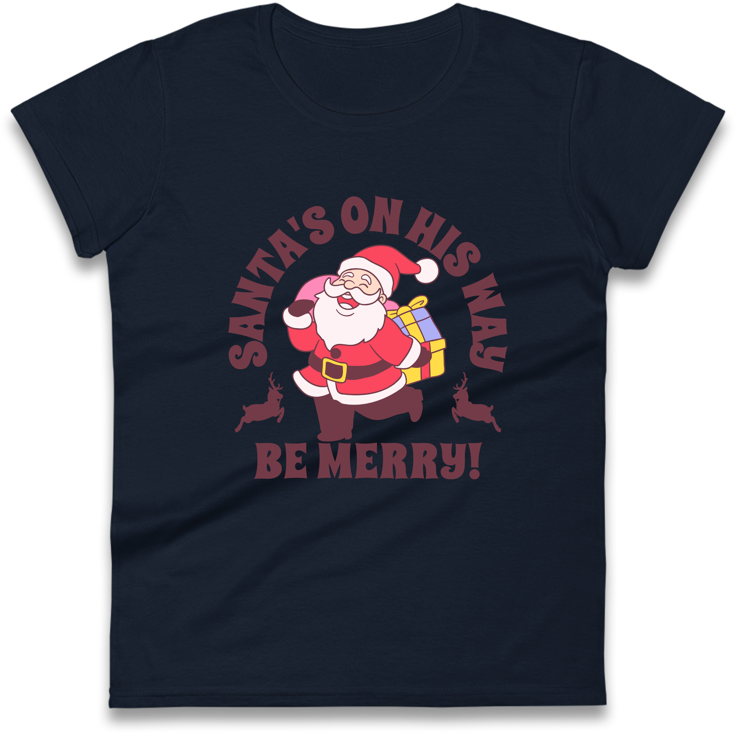 Santa's On His Way Christmas Ladies Shirt