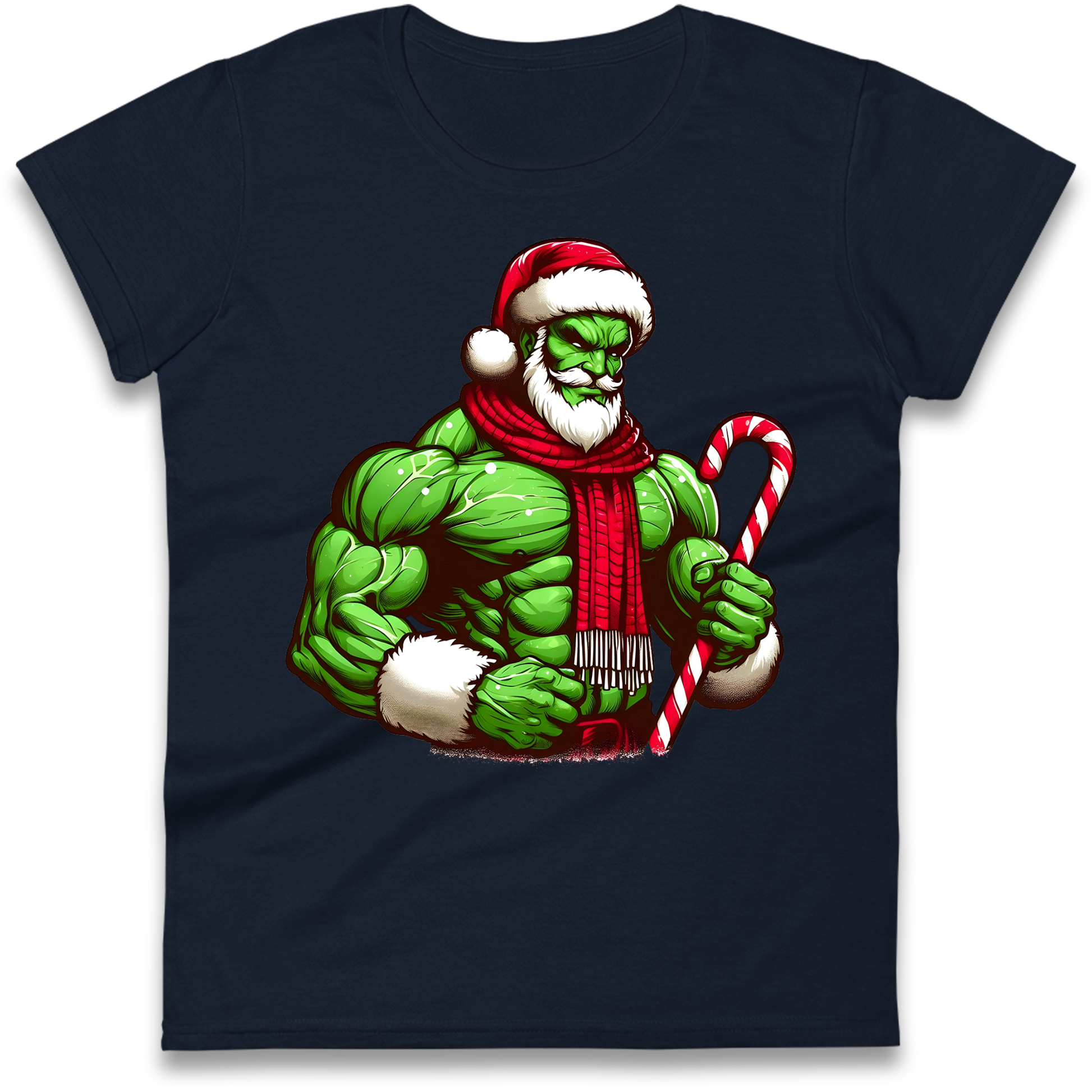 The Hulk Candy Cane Santa Ladies Shirt